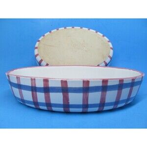 Grestel Oval Baking Dish Hand Painted Made in Portugal Bundle of 2